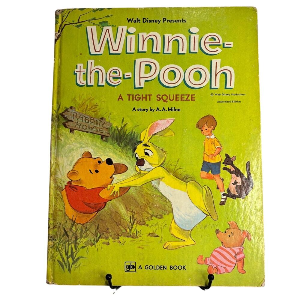 VTG 1965 Disney Winnie the Pooh Tight Squeeze by AA Milne, Large Golden Press